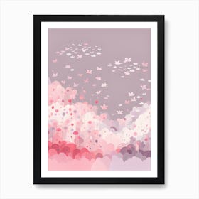 Pink Flowers In The Sky VECTOR ART Art Print