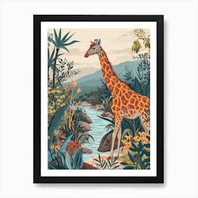 Giraffe By The Water 3 Art Print