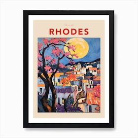 Rhodes Greece 3 Fauvist Travel Poster Art Print