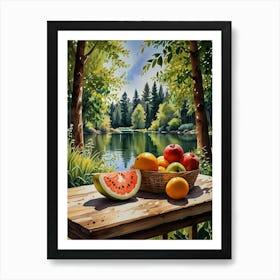 Watermelon By The Lake Art Print