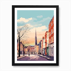 Vintage Winter Travel Illustration Dublin Ireland Art Print