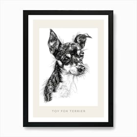 Toy Fox Terrier Dog Line Sketch 2 Poster Art Print