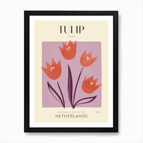 Vintage Purple And Red Tulip Flower Of The Netherlands Art Print