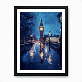 Fantasy Rainy Night In London 1 Art Print