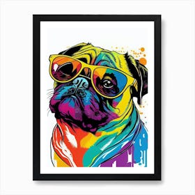 Pug Dog With Sunglasses Art Print
