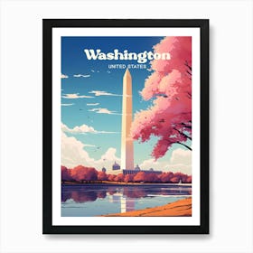 Washington United States Obelisk Modern Travel Art Art Print