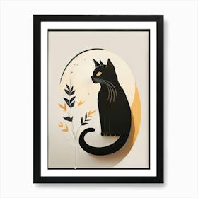 black cat mininalist portrait 20 Art Print