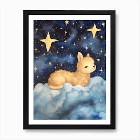 Baby Alpaca Sleeping In The Clouds Art Print