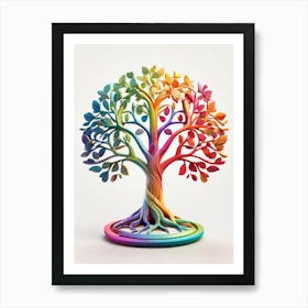 Default Stylized 3d Tree Of Life In Bright Rainbow Colors On A 1 (4) Art Print