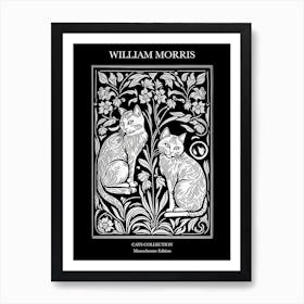 William Morris  Style Cats Collection Black And White 1 Art Print