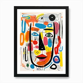 Colourful Gouache Inspired Face 2 Art Print