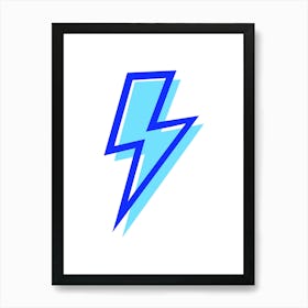Blue Preppy Lightning Bolt Art Print