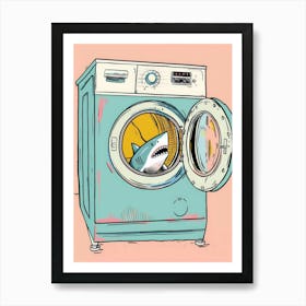 Shark In Washing Machine 1 Art Print