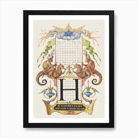 Guide For Constructing The Letter H From Mira Calligraphiae Monumenta, Joris Hoefnagel Art Print
