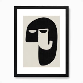 Abstract face in black Art Print