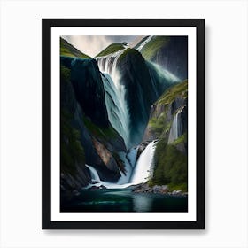 Nærøyfjord Waterfalls, Norway Nat Viga Style (1) Art Print