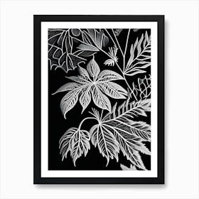 Touch Me Not Leaf Linocut 1 Art Print
