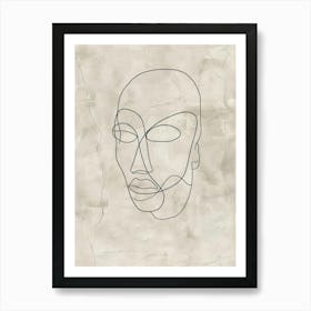 Line Drawing Of A Face Art Print