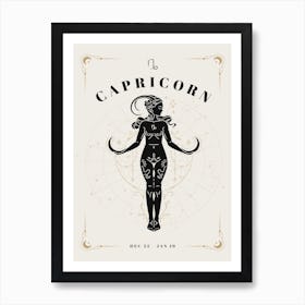 Capricorn Zodiac Celestial Woman Affiche