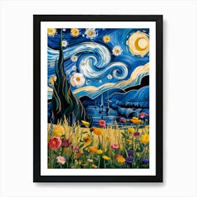 Starry Night, inspired by van Gogh 2 Art Print