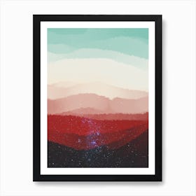 A Minimal art abstract watercolor painting of blue sky and evening sky Art Print