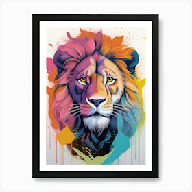 Colourful Lion Portrait 1 Art Print