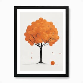 Orange Tree Pixel Illustration 1 Art Print