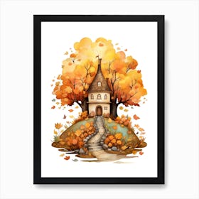 Cute Autumn Fall Scene 58 Art Print