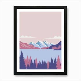 Landscape With Mountains And Trees Art Print