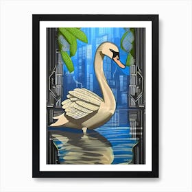 Swan between houses Art Print