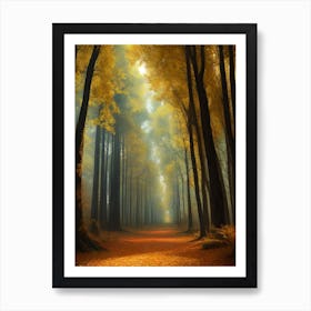 Foggy Autumn Forest 2 Art Print