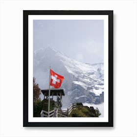 Swiss Flag In Switzerland Art Print
