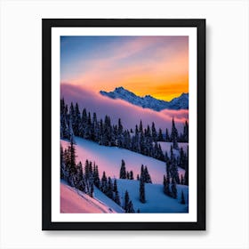 Andermatt, Switzerland Sunrise Skiing Poster Art Print