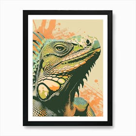 Green Galápagos Land Iguana Abstract Modern Illustration 6 Art Print