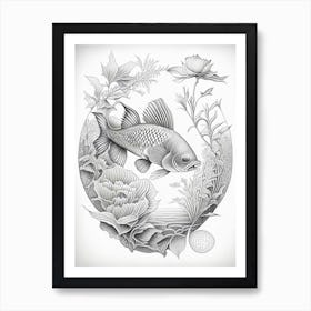 Hikari Moyo Koi Fish Haeckel Style Illustastration Art Print