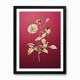 Gold Botanical China Rose on Viva Magenta n.2281 Art Print