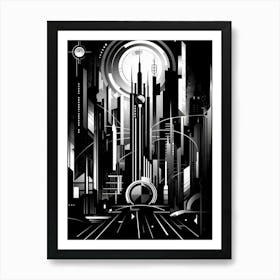 Metropolis Abstract Black And White 8 Art Print