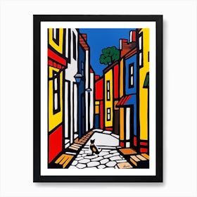 Painting Of Amsterdam With A Cat In The Style Of Pop Art, Illustration Style 3 Art Print