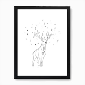 Magic Deer Line Art Print