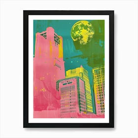 Japanese Retro Cityscape Silkscreen 4 Art Print