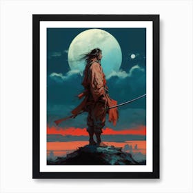 Lonely Samurai Warrior Painting Art Print