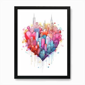 Heart Doodle Skyline 1 Art Print