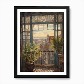 A Window View Of San Francisco In The Style Of Art Nouveau 4 Art Print