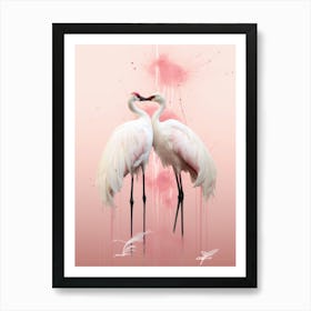 Two Cranes Kissing Art Print