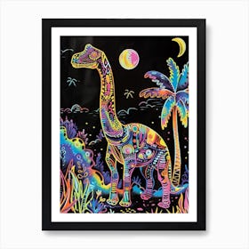 Pattern Neon Dinosaur Art Print