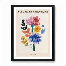 Spring Floral French Poster  Celosia 1 Art Print