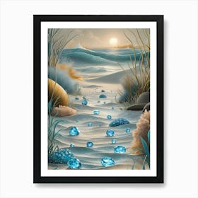 Blue Jewels On The Beach Art Print