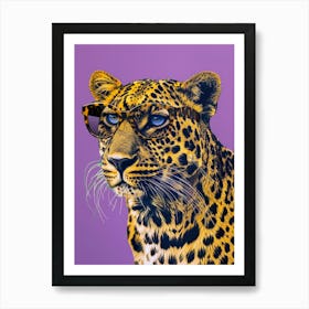 Leopard With Glasses Art Print