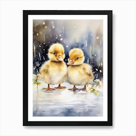 Ducklings In The Rain 1 Art Print
