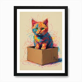 Colorful Kitten Canvas Print Art Print